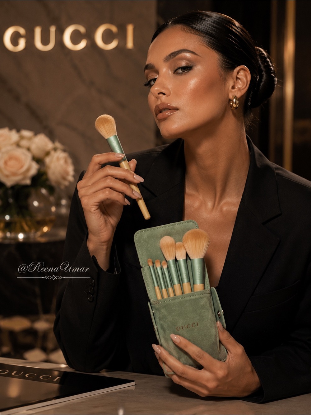 Gucci Beauty 10-Piece Makeup Brush Set with Travel Case | Beauty Gift W/Purchase